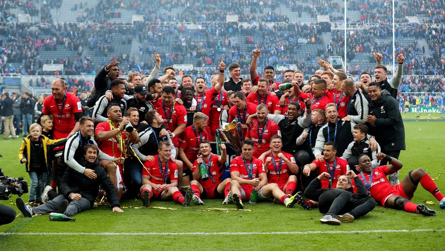 La joie des joueurs des Saracens après la victoire en finale de Champions Cup contre le Leinster