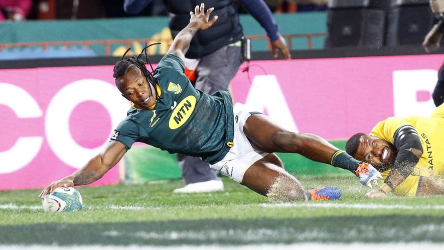 L’ailier sud-africain S’busiso Nkosi a rattrapé ses errements défensifs en inscrivant un essai en fin de match. Photos MaxPPP