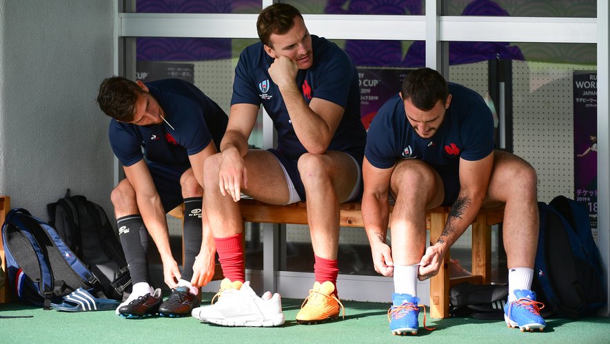 (L-R) Vincent RATTEZ of France, Arthur ITURRIA of France and Louis PICAMOLES of France  during France training session at Suizenji Athletic Field on October 8, 2019 in Kumamoto, Japan. (Photo by Dave Winter/Icon Sport) - Vincent RATTEZ - Arthur ITURRIA - Louis PICAMOLES - Kumamoto (Japon)