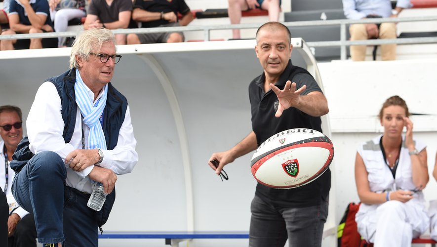 Jacky LORENZETTI chairman of Racing 92  and Mourad BOUDJELLAL chairman of Toulon  during the Top 14 match between Toulon and Racing92 at Felix Mayol Stadium on September 15, 2019 in Toulon, France. (Photo by Alexandre Dimou/Icon Sport) - Jacky LORENZETTI - Stade Felix Mayol - Toulon (France)