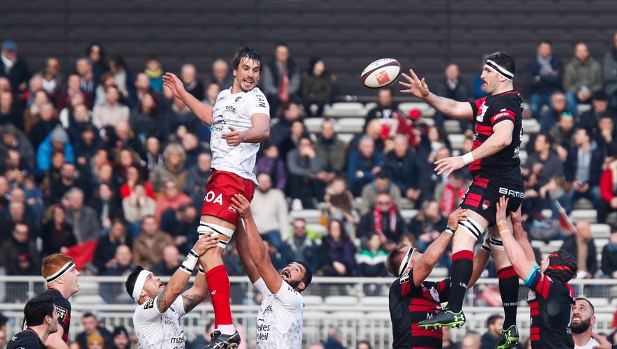 Liam GILL of Lyon and Hendrick Lambertus ROODT of Lyon during the Top 14 match between Lyon and Toulon at MATMUT Stadium on January 25, 2020 in Lyon, France. (Photo by Romain Biard/Icon Sport) - Matmut Stadium - Lyon (France)