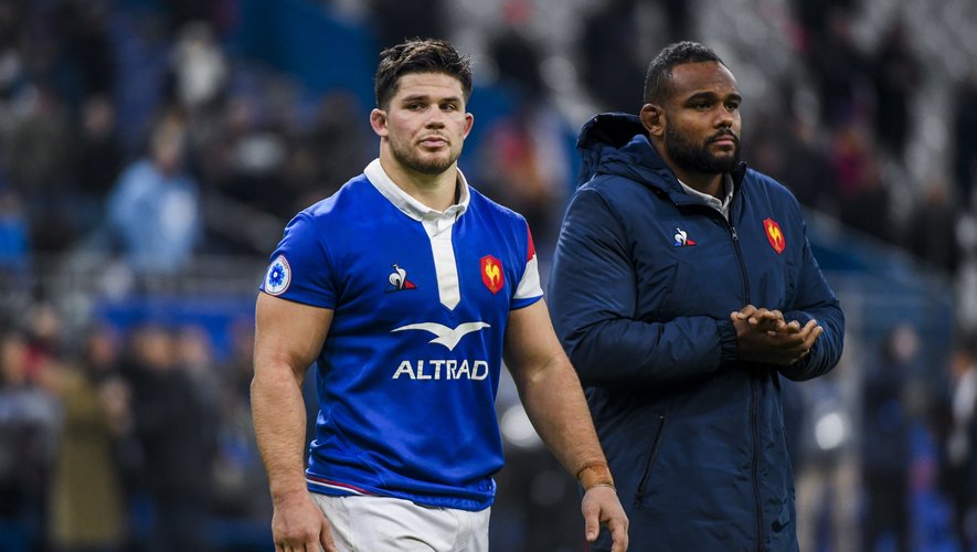 Julien Marchand and Jefferson Poirot of France look dejected during the Test match between France and Fiji at Stade de France on November 24, 2018 in Paris, France. (Photo by Aude Alcover/Icon Sport)
