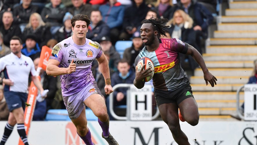 Harlequins Gabriel Ibitoye scores the second try of the game during the Premiership Cup match at Sandy Park, Exeter 

Photo by Icon Sport - Gabriel IBITOYE - Sandy Park - Exeter (Angleterre)