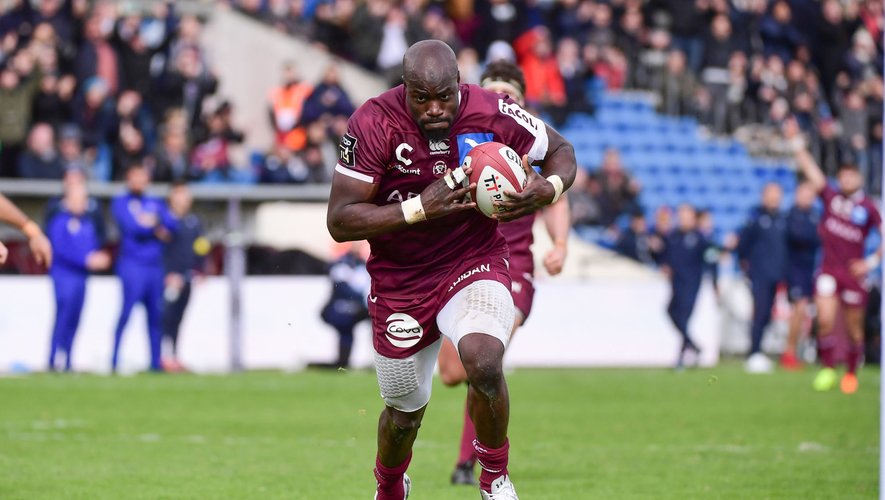 Mahamadou DIABY of Bordeaux Begles runs in a try during the Top 14 match between Bordeaux-Begles and Castres on March 1, 2020 in Bordeaux, France. (Photo by Dave Winter/Icon Sport) - Mahamadou DIABY - Stade Andre Moga - Begles (France)