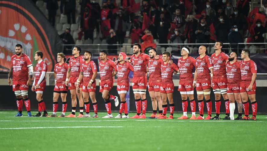 Team of Toulon during the Final Challenge Cup match between Bristol Bears and RC Toulon on October 16, 2020 in Aix-en-Provence, France. (Photo by Anthony Dibon/Icon Sport) - Stade Maurice David - Aix en Provence (France)