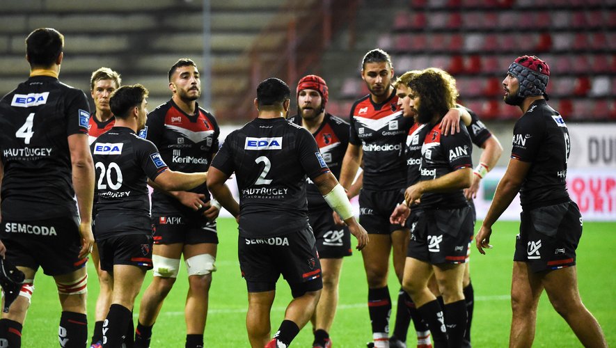 Team of Oyonnax   during the Pro D2 match between Beziers and Oyonnax at Stade de la MediterranÃ©e on October 29, 2020 in Beziers, France. (Photo by Alexandre Dimou/Icon Sport) - Stade de la Mediterranee - BÃ©ziers (France)
