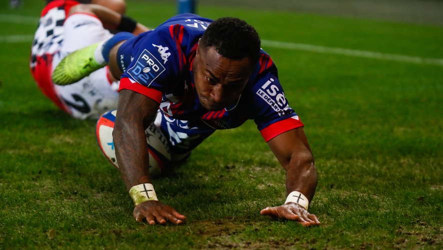 Benito MASILEVU of Grenoble try during the Pro D2 match between Grenoble and Valence on October 17, 2020 in Grenoble, France. (Photo by Romain Biard/Icon Sport) - Benito MASILEVU - Stade des Alpes - Grenoble (France)