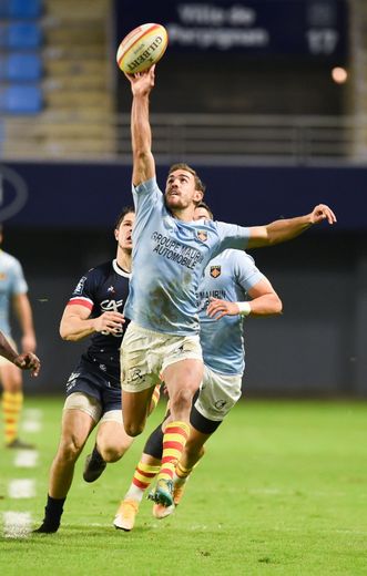 Melvyn JAMINET of Perpignan  during the Pro D2 match between Perpignan and Aurillac at Stade Aime Giral on November 27, 2020 in Perpignan, France. (Photo by Alexandre Dimou/Icon Sport) - Melvyn JAMINET - Stade Aime Giral - Perpignan (France)
