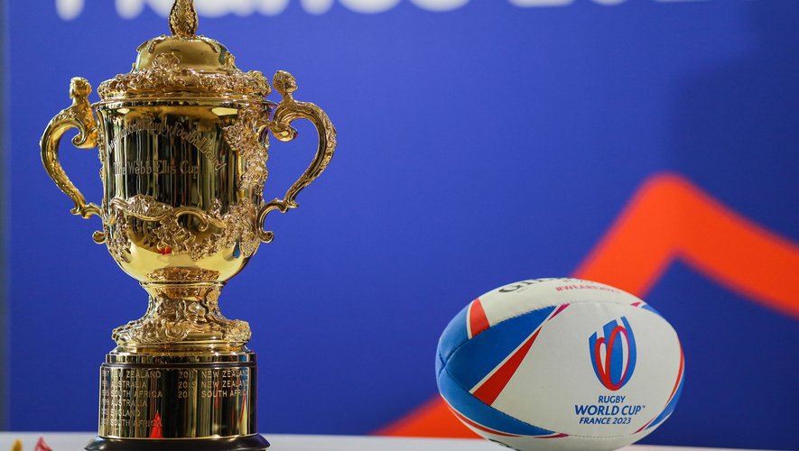 A photo shows The William Webb Ellis Cup, also called the Webb Ellis Trophy which is the award given to the winning team of the Rugby Union World Cup. During the press conference to present the paternity between Bordeaux Metropole and France2023 within the framework of the Rugby World Cup 2023. December 11, 2020 in Bordeaux. Photo by Thibaud Moritz/ABACAPRESS.COM 

Photo by Icon Sport - ---