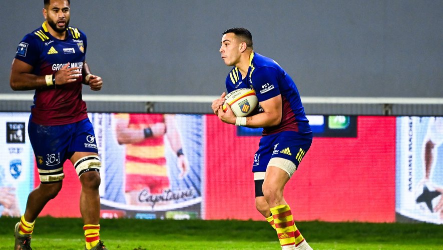 Julien FARNOUX of Perpignan  during the Pro D2 match between US Arlequins Perpignanais and US Oyonnax at Aime Giral Stadium on December 18, 2020 in Perpignan, France. (Photo by Alexandre Dimou/Icon Sport) - Julien FARNOUX - Stade Aime Giral - Perpignan (France)