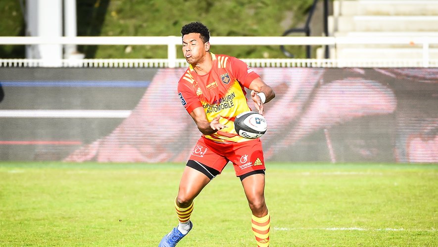 Ben VOLAVOLA of Perpignan during the Pro D2 match between Rouen and Perpignan at Stade Mermoz on May 7, 2021 in Rouen, France. (Photo by Matthieu Mirville/Icon Sport) - Ben VOLAVOLA - Stade Jean Mermoz - Rouen (France)