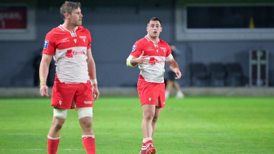 Lucas PEYRESBLANQUES of Biarritz  during the Pro D2 match between Perpignan and Biarritz at Stade Aime Giral on April 8, 2021 in Perpignan, France. (Photo by Alexandre Dimou/Icon Sport) - Lucas PEYRESBLANQUES - Stade Gilbert Brutus - Perpignan (France)