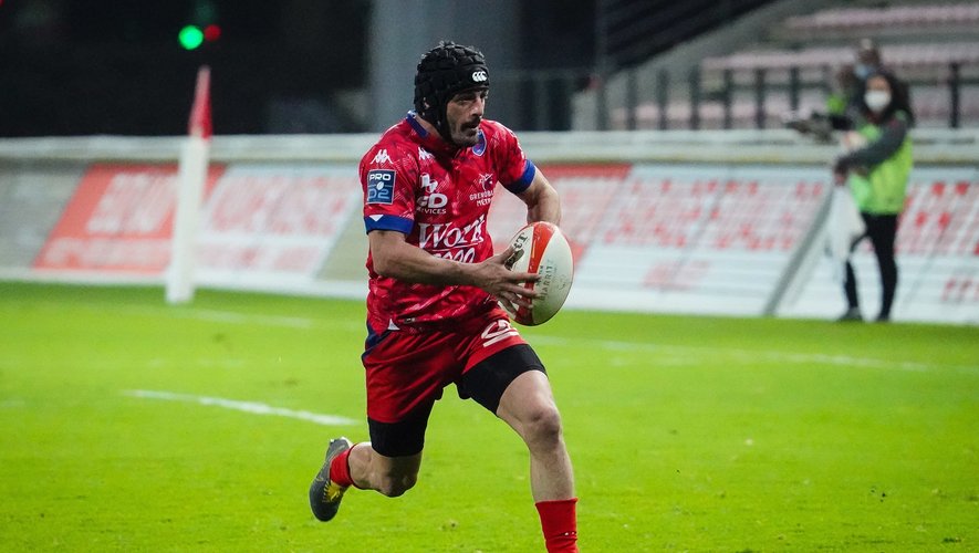 Jonathan BOUSQUET of FC Grenoble Rugby during the Pro D2 match between Biarritz and Grenoble on February 26, 2021 in Biarritz, France. (Photo by SPierre Costabadie/Icon Sport) - Jonathan BOUSQUET - Parc des Sports d'Aguilera - Biarritz (France)