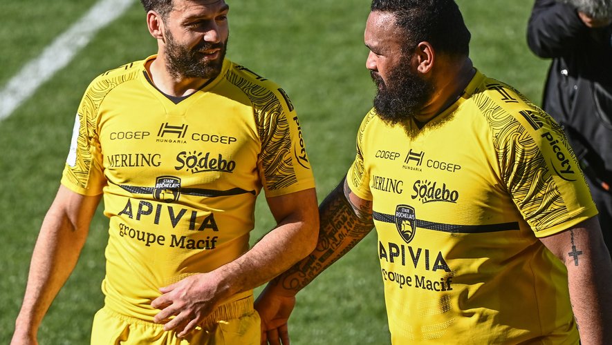 Kevin GOURDON of La Rochelle and Uini ATONIO of La Rochelle during the European Rugby Champions Cup, semi final match between La Rochelle and Leinster on May 2, 2021 in La Rochelle, France. (Photo by Anthony Dibon/Icon Sport) - Uini ATONIO - Kevin GOURDON - Stade Marcel-Deflandre - La Rochelle (France)