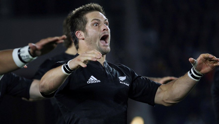 New Zealand All Blacks' Richie McCaw performs the haka before their Tri-Nations rugby match against South Africa