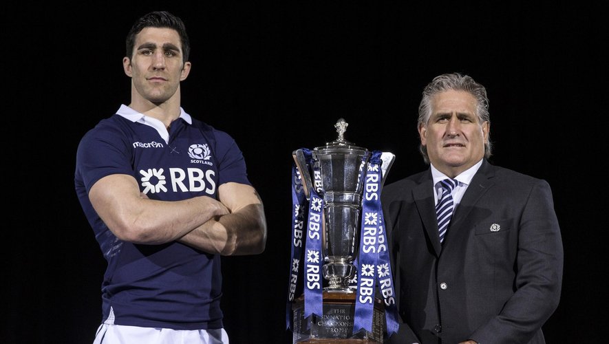 Kelly BROWN / Scott JOHNSON - 22.01.2014 - Rugby - Presentation des Capitaines - Tournoi des 6 Nations -Londres