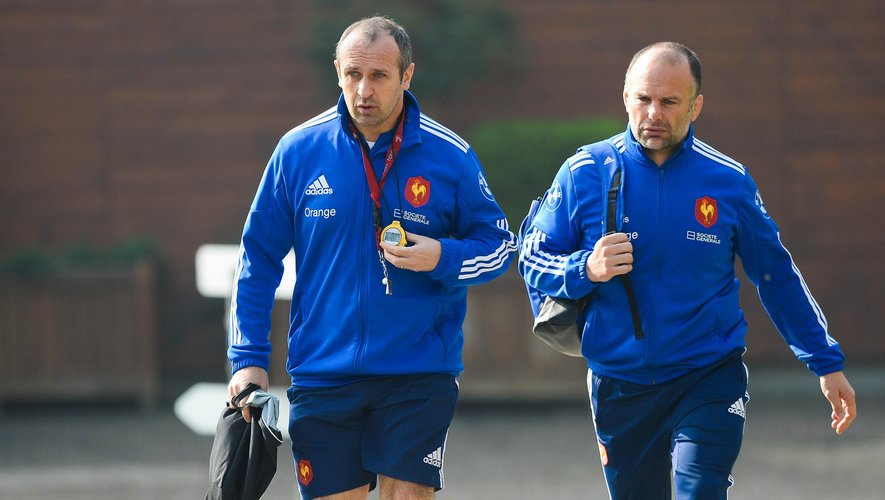 Philippe Saint-André, manager des Bleus, et Yannick Bru, entraîneur des avants