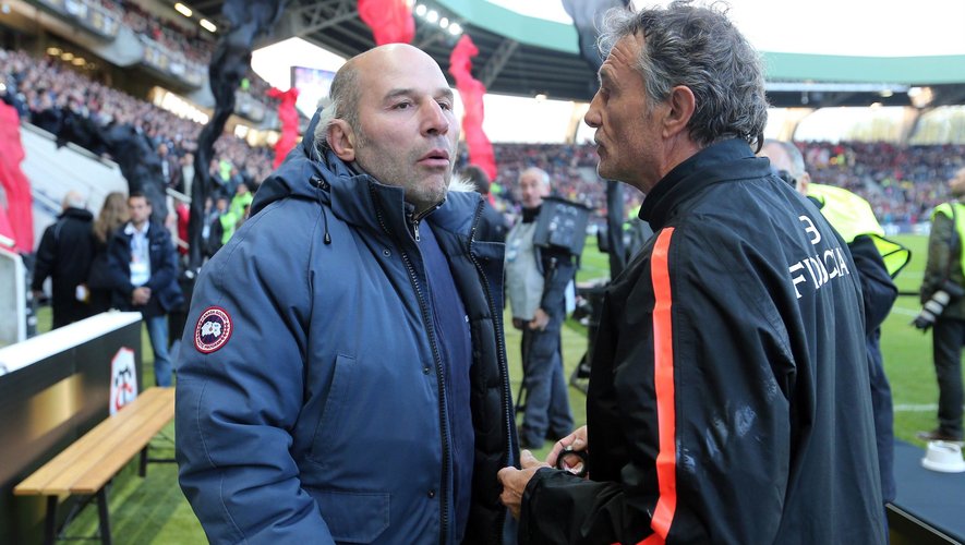 Vincent Moscato en compagnie du manager du Stade toulousain, Guy Novès