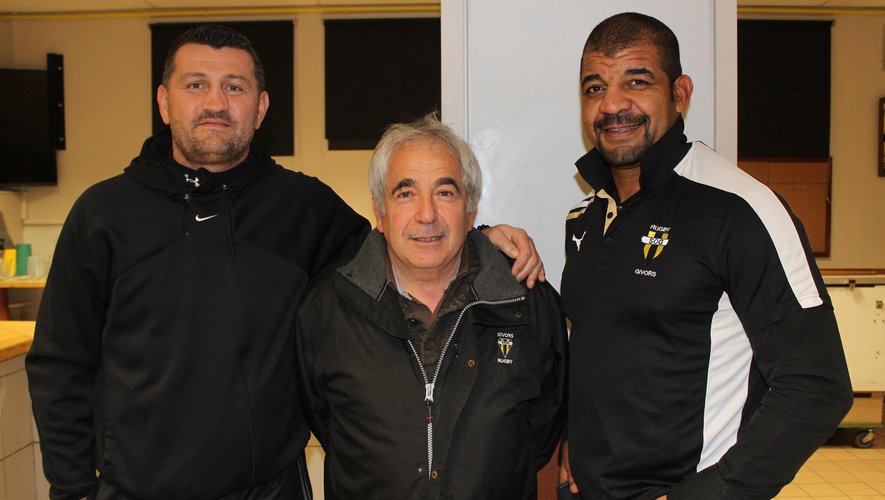 Cédric Desbrosse (coach), Michel Commeinhes (président) et Francis Ntamack