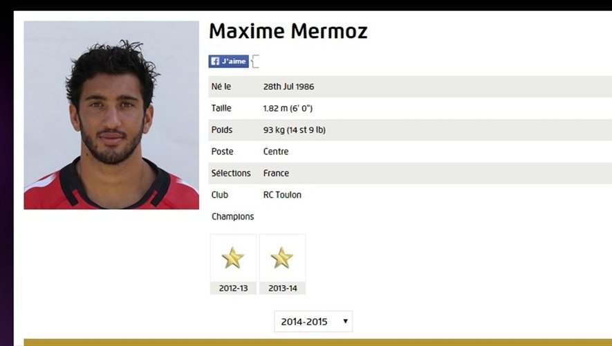 La fiche de Maxime Mermoz sur le site de l'EPCR