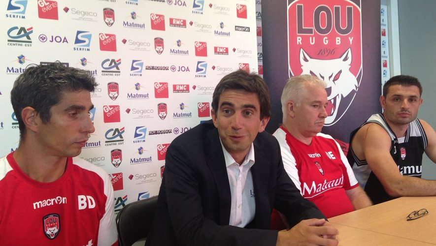 Yann Roubert et Romain Loursac étaient, entre autres, présents à la conférence de presse de reprise du Lou - juin 2015