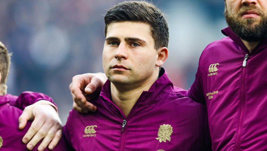 Ben Youngs (Angleterre) lors de l'hymne anglais