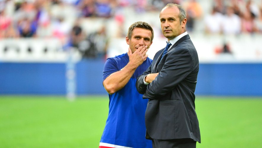 Romain Teulet et Philippe Saint André (XV de France) face à l'Angleterre - le 22 aout 2015