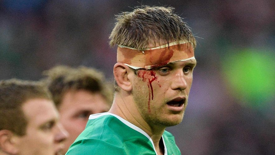 L'Irlandais Chris Henry, le visage en sang contre la Roumanie