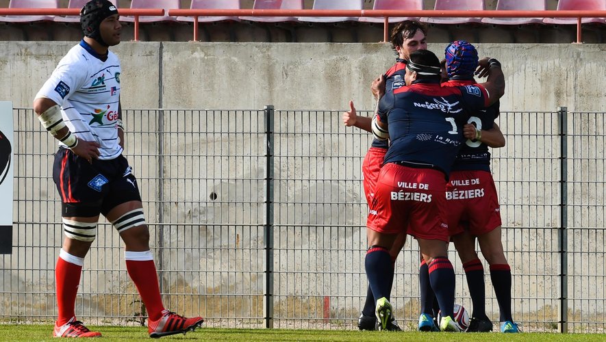 La joie des joueurs de Béziers face à Aurillac - le 25 octobre 2015