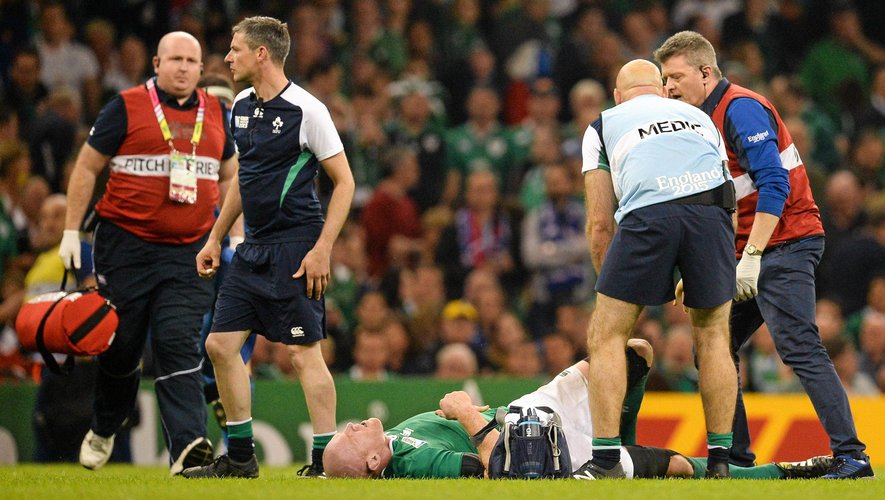 Paul O'Connell (Irlande) blessé face à la France - le 11 octobre 2015