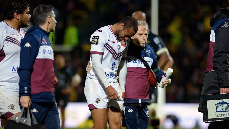 Darly Domvo (Bordeaux-Bègles) s'est gravement blessé au genou gauche contre La Rochelle - 16 avril 2016