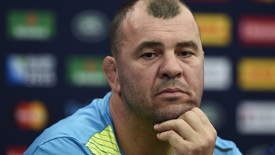 Australia's head coach Michael Cheika delivers a press conference on October 2, 2015 at Twickenham Stadium in southwest London, on the eve of their 2015 Rugby Union World Cup match against England