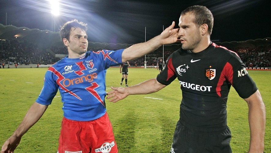 Christophe Dominici (Stade français) et Frédéric Michalak (Toulouse) - 3 juin 2005