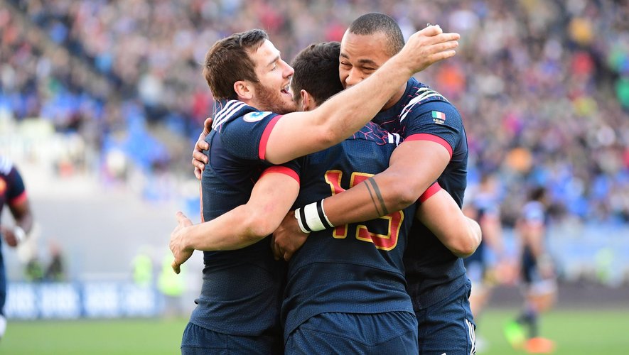 La joie des joueurs du XV de France - 11 mars 2017