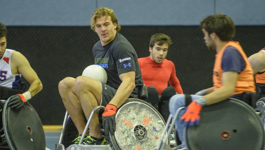 Aurélien Rougerie s'est essayé au rugby fauteuil @Nicolas GOTZ