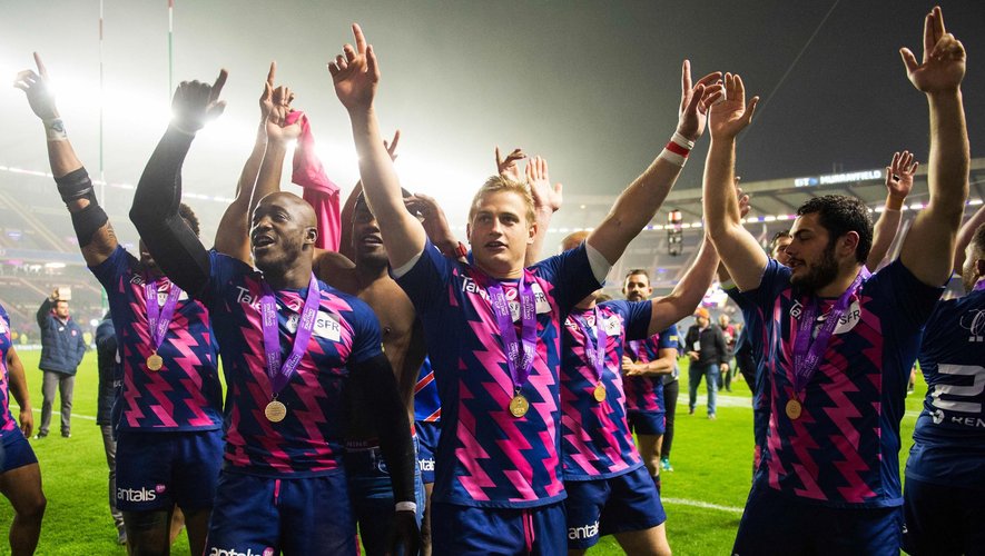 La joie des joueurs du Stade français après leur titre en Challenge Cup - 12 mai 2017