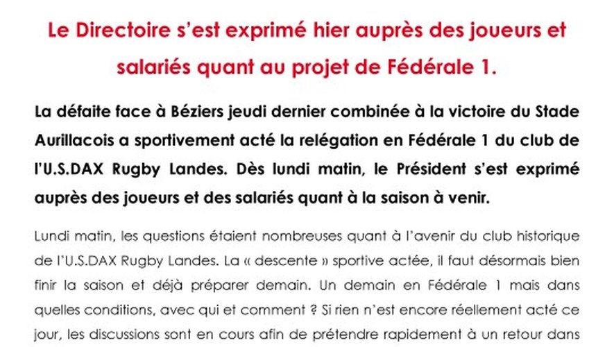 U.S.DAX Rugby Landes_ CP_Projet FED1_Président