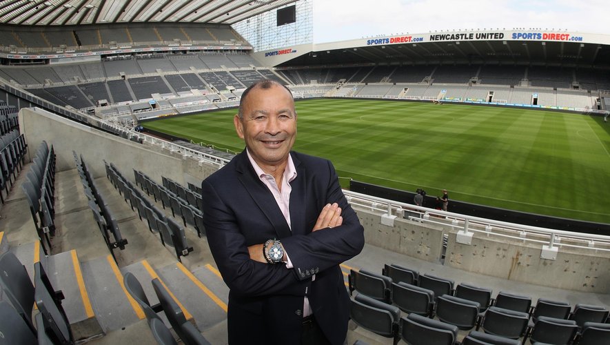 Eddie Jones, the England head coach ,poses at the annoucement of a pre 2019 Rugby World Cup warm up match against Italy at St James' Park on September 5, 2018 in Newcastle upon Tyne, England.