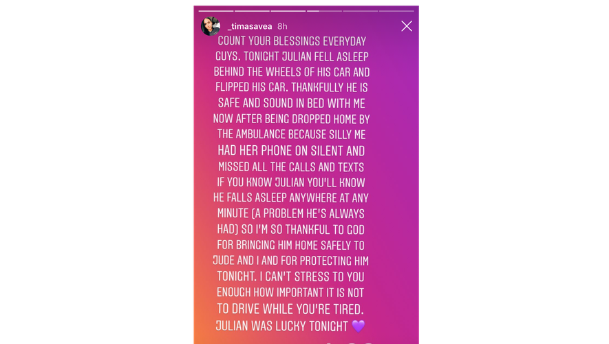 Top 14 - Message Instagram de la femme de Savea concernant l'accident