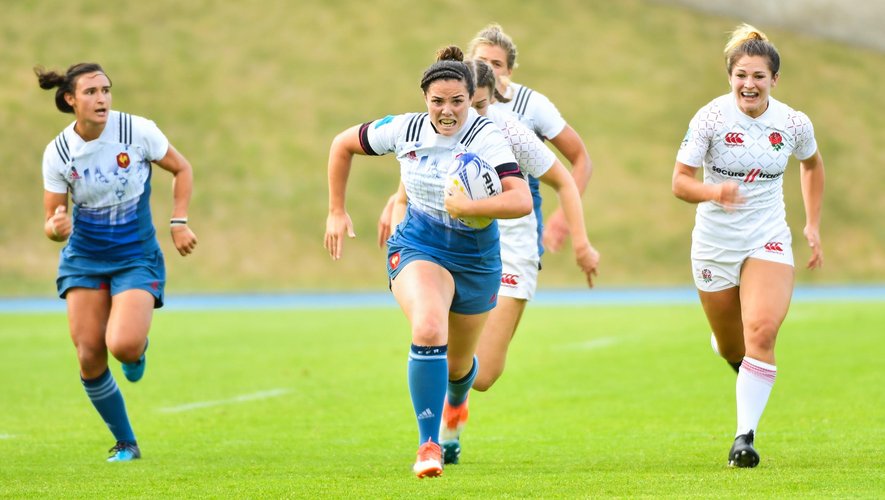 France féminines - Carla Neisen (France) durant un match de Rugby à 7 contre l'Angleterre (Grand Prix Series)
