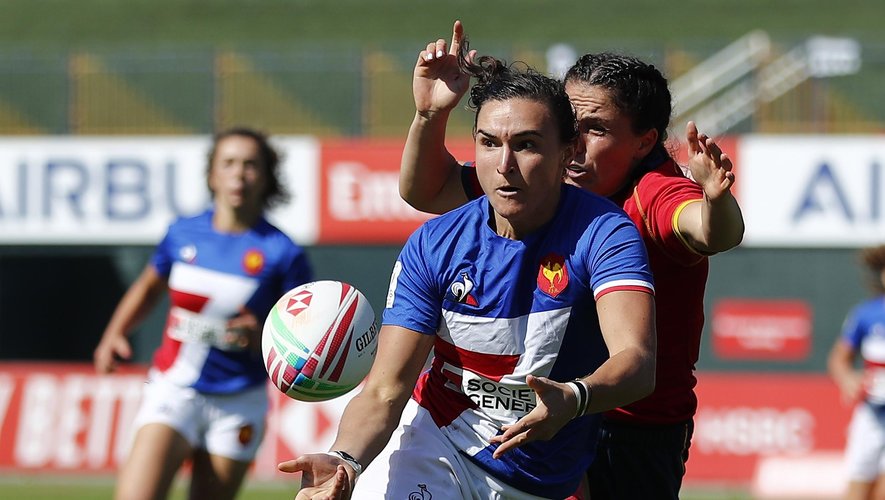 Sevens - Shannon Izar (France) contre l'Espagne (Crédit Photo : World Rugby)