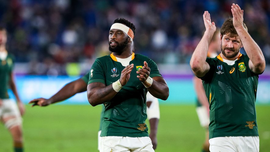Coupe du monde 2019 - Siya Kolisi et Frans Steyn (Afrique du Sud) après la victoire des Boks