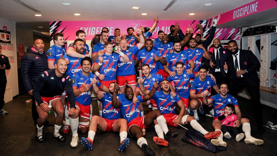 Top 14 - La joie des joueurs du Stade français après leur victoire face à Toulouse