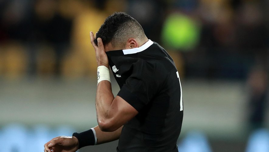 WELLINGTON, NEW ZEALAND - JULY 27: Richie Mo’unga of the All Blacks looks on after drawing the 2019 Rugby Championship Test Match between New Zealand and South Africa at Westpac Stadium on July 27, 2019 in Wellington, New Zealand. (Photo by Hannah Peters/