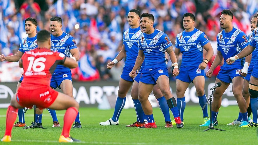 Les Samoa avant d'affronter les Tonga lors de la Coupe du monde de rugby à XIII 2017