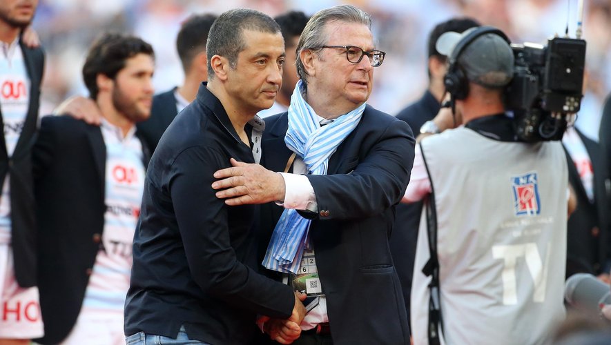Mourad Boudjellal et Jacky Lorenzetti avant la finale du Top 14 2016 au Camp Nou.