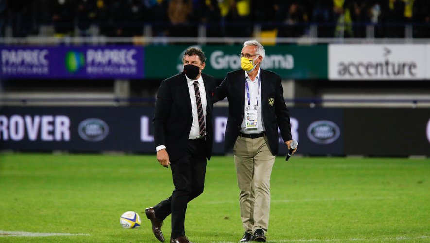 Didier Lacroix et Jean-Michel Guillon lors d'un match qui opposait l'ASM au Stade toulousain le 06/09/2020.