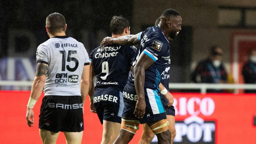 Top 14 - La joie des joueurs de Montpellier après l'essai de Cobus Reinach