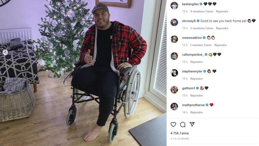 Le joueur des Ospreys Phillips amputé d'une jambe (Instagram du joueur)