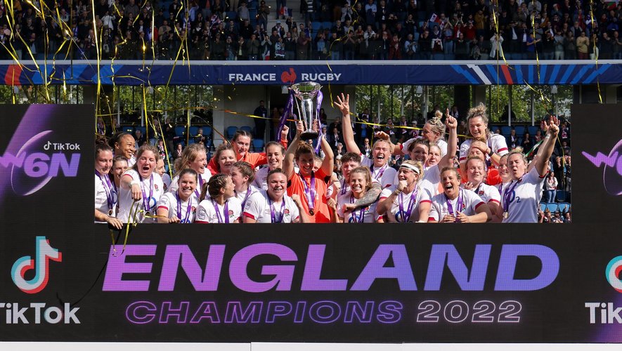 Tournoi des 6 Nations féminin 2022 - La joie des Anglaises (Angleterre) après leur victoire contre la France